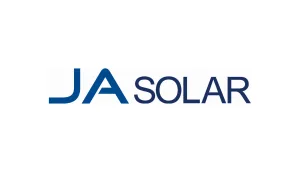 โลโก้ JA Solar แบรนด์ผู้ผลิตแผงโซลาร์เซลล์ประสิทธิภาพสูงสำหรับระบบพลังงานแสงอาทิตย์
