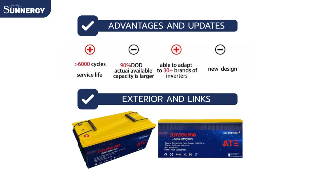 แบตเตอรี่โซล่าเซลล์ ATE 200Ah 25.6V