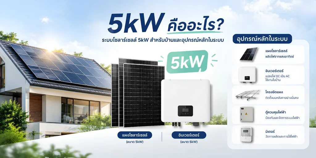 โซลาร์เซลล์ 5kW เหมาะกับบ้านแบบไหน? ผลิตไฟได้เท่าไร ลดค่าไฟได้แค่ไหน 2 โซลาร์เซลล์ 5kW เหมาะกับบ้านแบบไหน 1.1