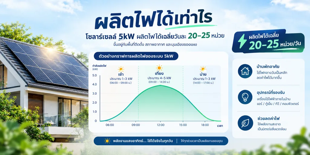 โซลาร์เซลล์ 5kW เหมาะกับบ้านแบบไหน? ผลิตไฟได้เท่าไร ลดค่าไฟได้แค่ไหน 3 โซลาร์เซลล์ 5kW เหมาะกับบ้านแบบไหน 1.2